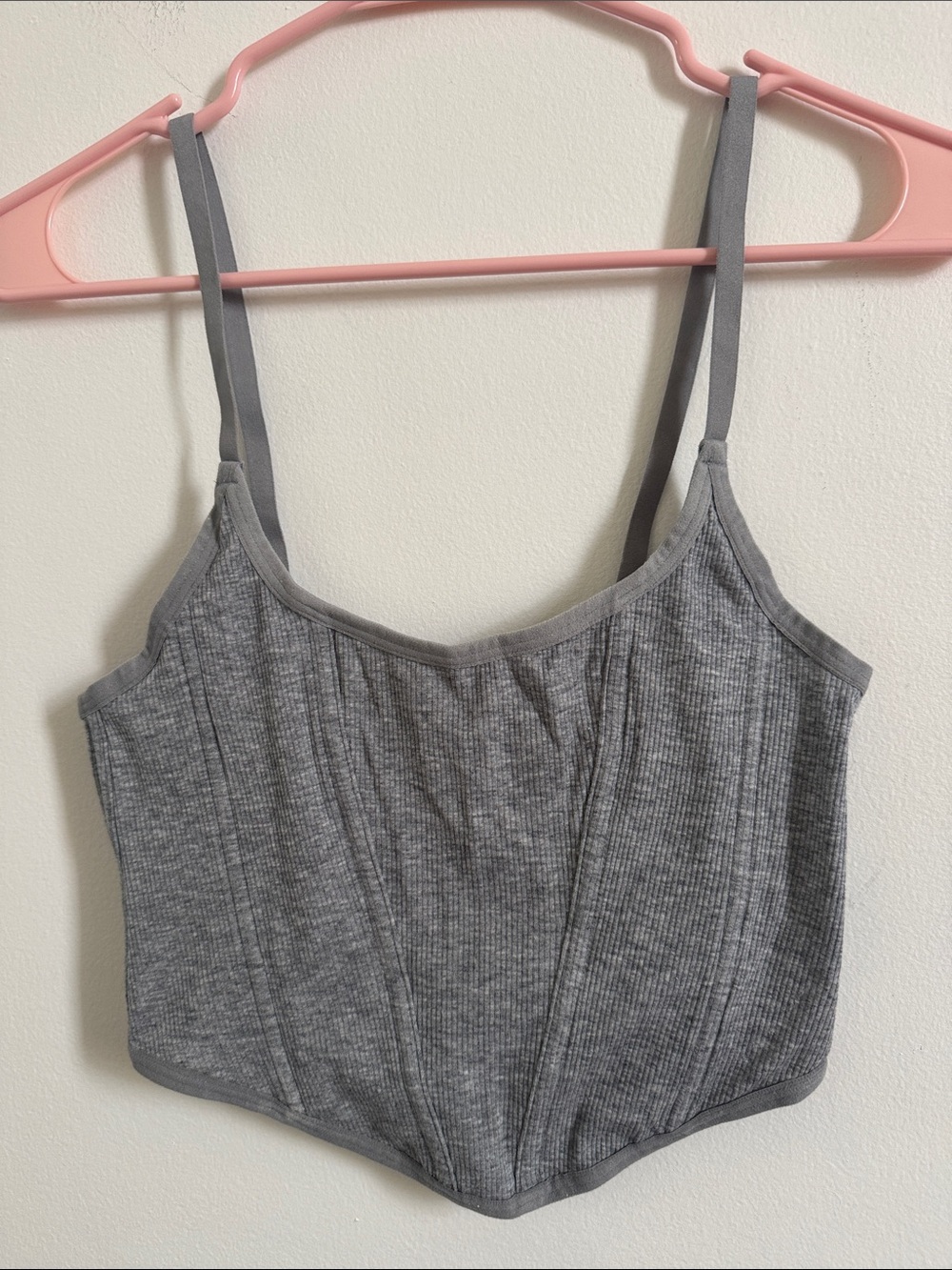 Colsie Gray Ribbed Crop Tank Top